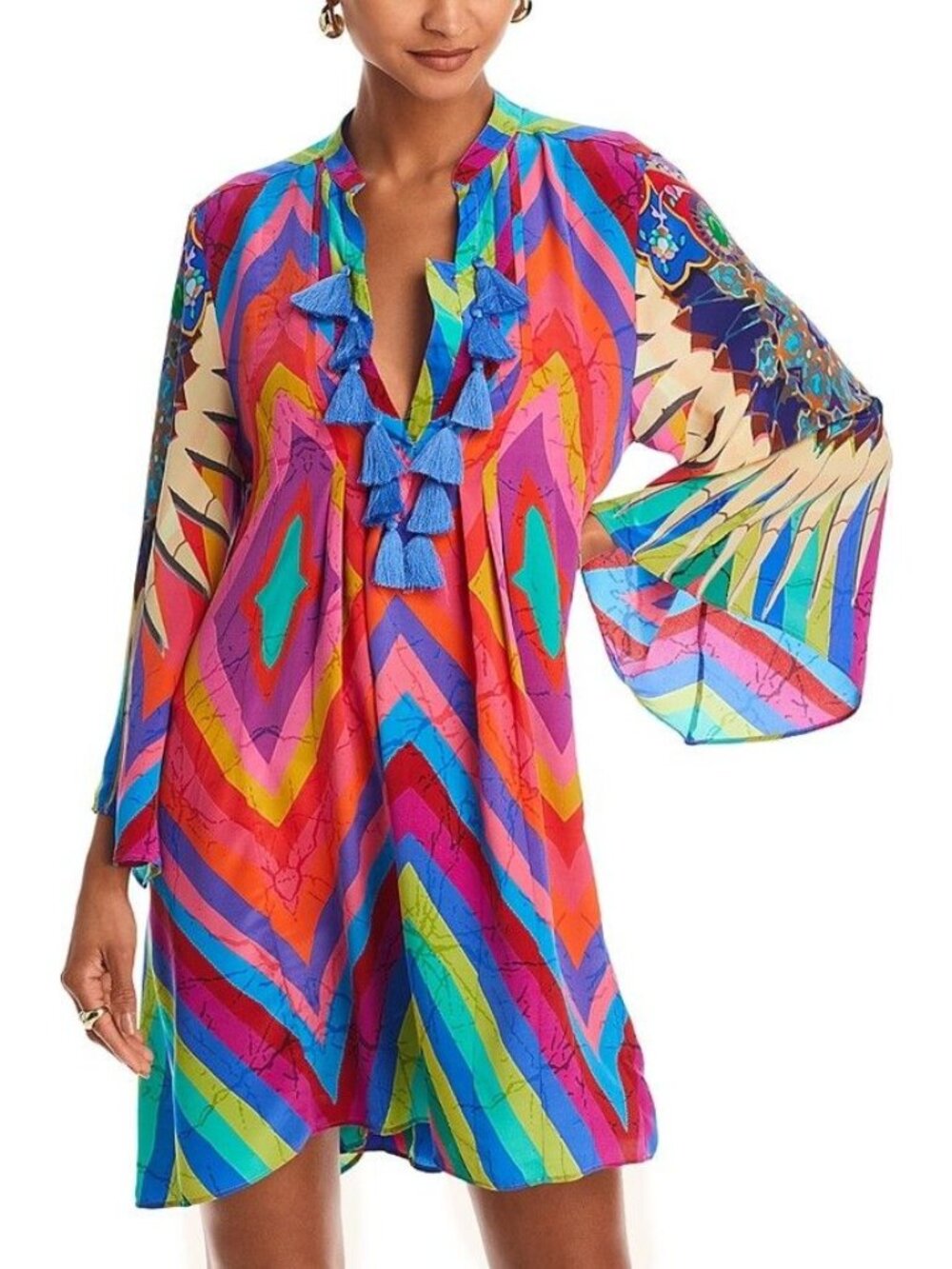 NWT Moda Baronessa Sardinia Silk Swim Cover Up Tunic Ibiza Womens Size Medium